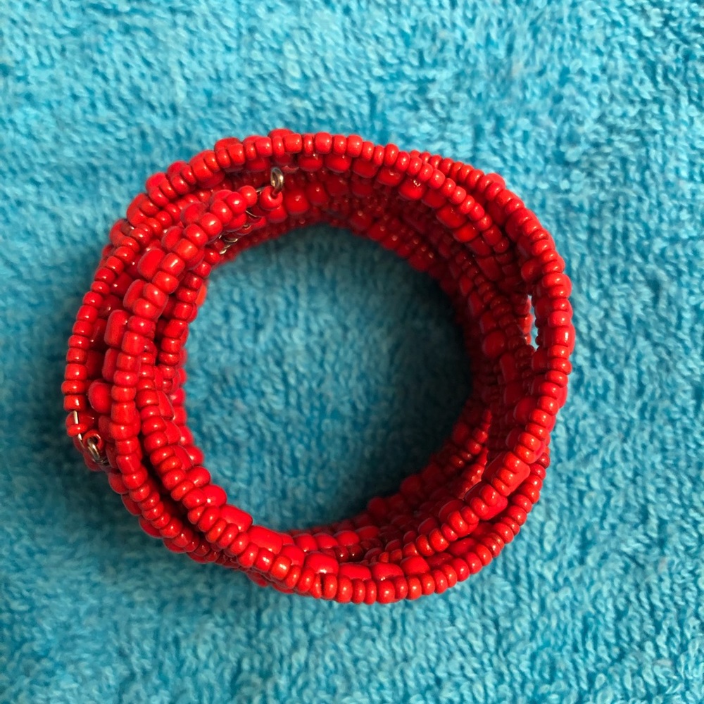 Vintage Orange Beaded Statement Bracelet - image 3